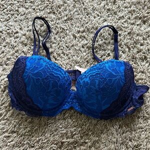 PINK Victoria's Secret Blue Lace Push-Up Bra